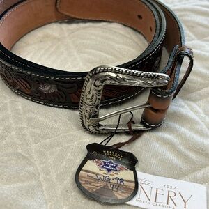 Stars and Stripes tooled leather western Floral Belt 44 New